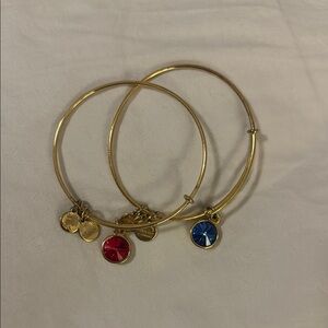 Alex and Ani Gold and Red Charm Bracelets